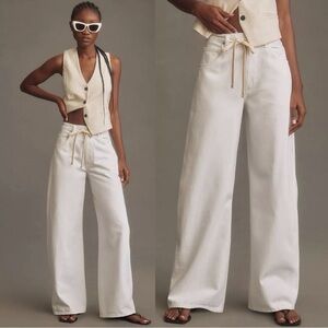 Citizens of Humanity Brynn White Wide Leg Loose Drawstring Waist Denim Jeans 28